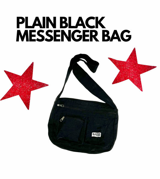 Plain Black Messenger Bag