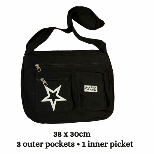 Star Black Messenger Bag